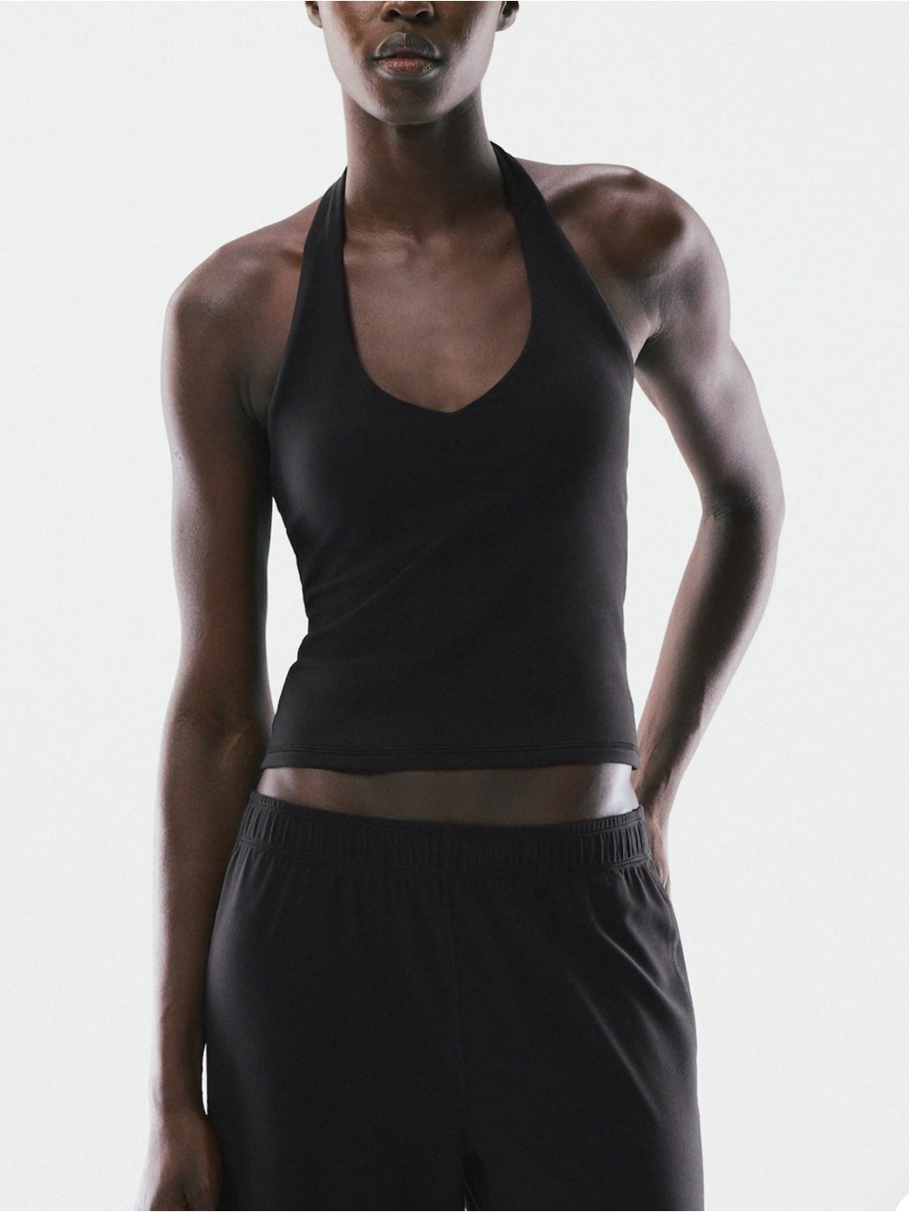 Aritzia Golden Black Prime Halter Padded Tank